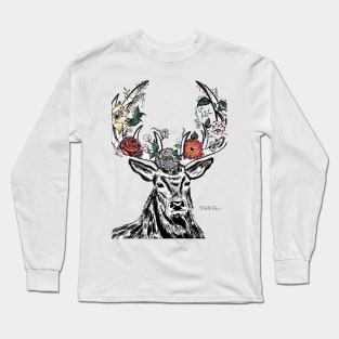 Deer with flowers Long Sleeve T-Shirt